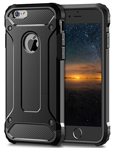 Coolden für iPhone 6s Plus Hülle Premium [Armor Serie] Outdoor Stoßfest Handyhülle iPhone 6 Plus Case Silikon TPU + PC Bumper Cover Doppelschichter Schutzhülle für iPhone 6s Plus/6 Plus (Schwarz)