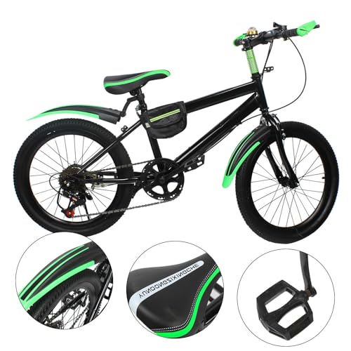 yikmid 20 Zoll Kinderfahrrad Kinder Fahrrad für Jungen & Mädchen, 7 Gang Mountainbike mit Schutzblech, Wasserflasche, Kompassglocke, Tragfähigkeit 85KG, Von 8-13 Jahren