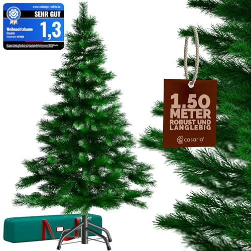CASARIA® Weihnachtsbaum künstlich 150cm dichte Spitzen schneller Aufbau Metallständer naturgetreu schwer entflammbar grün Tannenbaum Deko Christmas