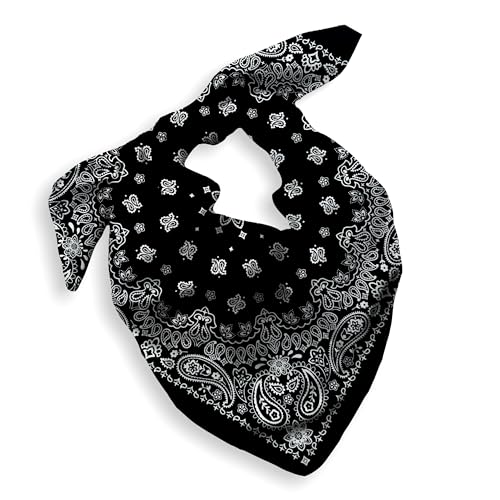Every-ville Geschenkverpackung Bandana für Damen & Herren - 100% Baumwolle (Cotton Bandana), Paisley-Muster, 55x55 cm, 1er Pack, Schwarz - Großes Halstuch Bandanna Cowboy-Tuch