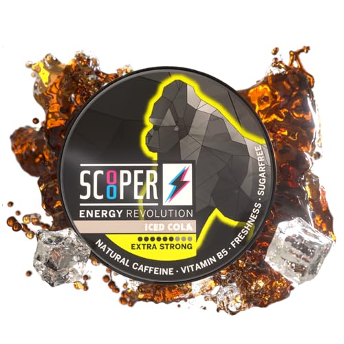SCOOPER Energy 1x Iced Cola Xtra Strong | 80 MG Koffein pro Pouch | 12 Pouches pro Dose | Zuckerfrei & Vegan | Energy Drink Alternative | Energy Booster Pouches