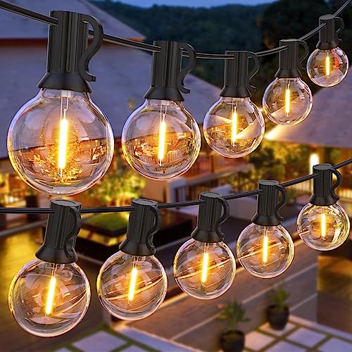 LED Lichterkette Außen, GPATIO 30M Lichterkette außen strom mit 50+2 Stk. Warmweiße G40 Glühbirnen Plastik, IP45 Wasserdicht Innen/ Außen Lichterketten für Garten, Terrasse, Hochzeiten, Partys