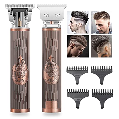 HTC Haarschneidemaschine Profi, Rasierer Herren Elektrisch, Vintage-Design, USB Wiederaufladbar Haarschneider Elektrisch/Bartschneider für Gesichts- und Kopfhaare (AT178)