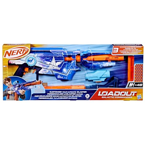Nerf Loadout Galactic Commander Blaster und 48 N1 Schaumstoff-Darts mit 3 Feuer-Modi (halbautomatisch, vollautomatisch, 3er-Abschuss), Outdoor-Spielzeug für Kinder, auch als Weihnachtsspielzeug
