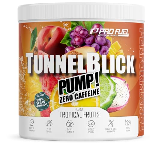 Pump Booster³ ohne Koffein TROPICAL FRUITS 440g - innovative Pump Formel aus Aminosäuren und Pflanzenextrakten – hochdosierter Pre Workout Booster³ koffeinfrei - Made in Germany - 100% vegan