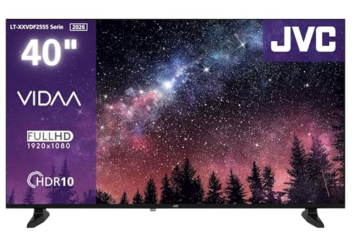 JVC Fernseher 40 Zoll Smart TV VIDAA Full HD HDR Fernseher mit 100 cm Bildschirmdiagonale und integriertem Triple-Tuner, LED TV LT-40VDF2555 (2026)