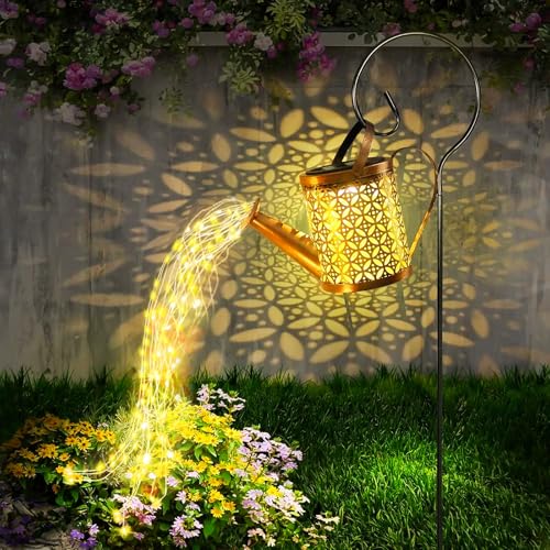 CNMTCCO Solarlampen für außen,Solar giesskanne für außen,Modern Style Decor, Garden Lights With Star Shower,Mit Hirtenhaken, Vintage Fairy Lights