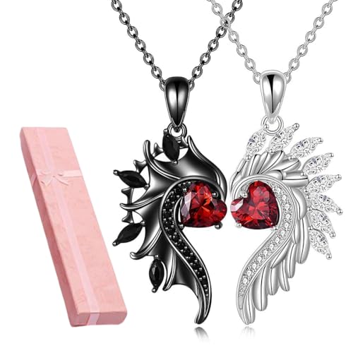 NJCXOLA 2 Stück Herz Pärchen Halskette, Magnetische Halskette für Paare, für Freund, Freundin, Ehemann, Ehefrau, Bester Freund, Geburtstag, Muttertag, Valentinstag