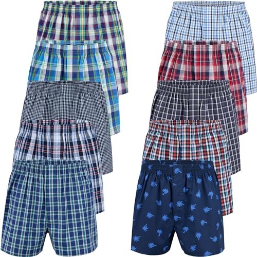 City Life 10er Pack Herren Boxershorts 100% Baumwolle - Atmungsaktive Webboxer, bequem & trocknergeeignet, S-4XL, Farbe:Mehrfarbig (Classic Multicolour 1 C-10-1), Grösse:M
