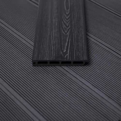 Mega Holz WPC Terrassendielen Schiefergrau 22 m² - Komplett-Set Bodenfliesen + Unterkonstruktion & Clips, rutschfeste Terrassenfliesen mit Holzoptik, Perfekt für Garten, Terrasse und Balkon