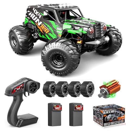 Ferngesteuertes Auto 1:14 RC Auto 4WD 40+ km/h Off Road Monster Truck, RC Car mit 2× 7,4V 1300mAh Akkus, Ersatz-Sandreifen & Voller Überrollkäfig – Für Erwachsene & Kinder ab 8 10 Jahren