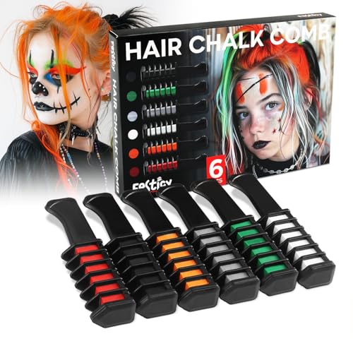 Festicy Haarkreide Halloween Set 6 Farben Schwarz Weiß Rot auswaschbar