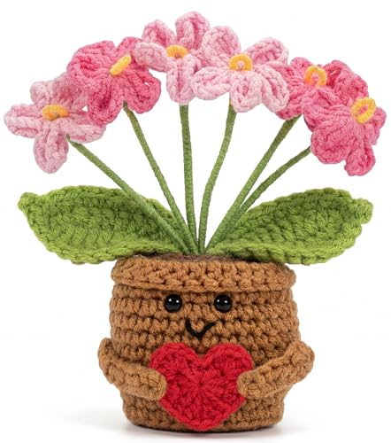 Aruigu Ich Liebe Dich Geschenke für Frauen, Handgefertigtes Häkelblume mit Karte Jahrestag Geschenk für Sie Ihn, Partner Geschenke für Freundin, Valentinstagsgeschenk, Hochzeitstag