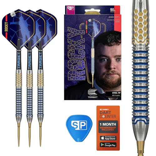Target Darts Josh Rock Gen 1 Steel Tip Swiss Point Darts, 90% Tungsten Darts, Generation 1, 23G | Steel Tip Dart Set, Player Edition Darts with Swiss Storm Nano Points