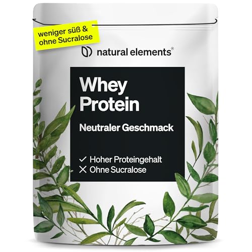 natural elements Whey Protein Pulver – Neutral – 1kg – 25g Protein pro Portion – ohne Süßungsmittel, ohne Aromen – hochdosiert – in Deutschland produziert & laborgeprüft