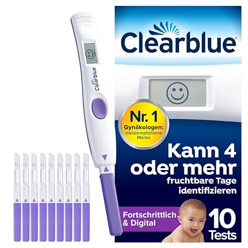 Clearblue Fruchtbarkeits-Ovulationstest-Set, 10 Tests + 1 digitaler Testhalter, Fruchtbarkeitstest für Frauen/Ovulation, fortgeschritten und digital (testet 2 Hormone), schneller schwanger werden