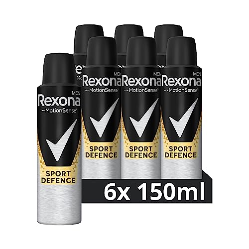 Rexona Men Anti Transpirant Spray Sport Defence Deospray mit 48 Stunden Schutz gegen Körpergeruch und Achselnässe mit Anti-Transpirant-Technologie 6x 150 ml
