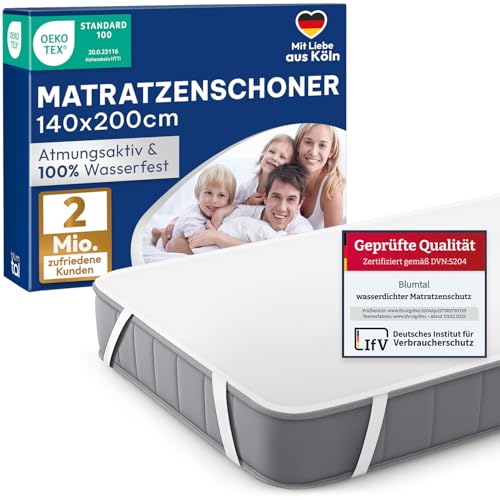 Blumtal Matratzenschoner 140x200cm - wasserdichte Matratzenauflage 140x200cm aus 80% Baumwolle - Oeko-TEX zert. Inkontinenzunterlage waschbar bis 95 °C - knisterfreier Bett Topper - Bettwanzen Schutz