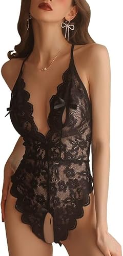Aclouddate Sexy Dessous Damen für Sex – Erotische Reizwäsche Set, transparenter Verstellbare Offen Unterwäsche für Frau,Valentinstag & Lingerie Women Geschenk Schwarz