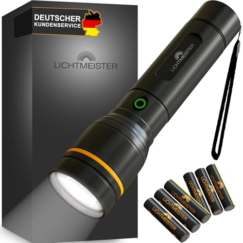 LICHTMEISTER Taschenlampe (500 Lumen mit AAA Batterien) - Taschenlampe LED
