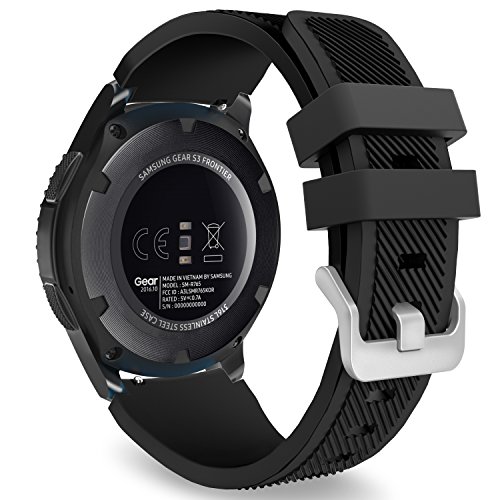 MoKo Sport Armband Kompatibel mit Samsung Galaxy Watch 3 45mm Armband/Galaxy Watch 46mm/Gear S3 Frontier/Classic, 22mm Weiches Silikon Ersatzarmband für Herren Damen, Schwarz