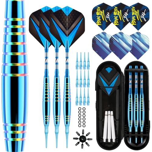 Lavishio Dartpfeile mit Kunststoffspitze für Elektronische Dartscheibe 3 Stück Soft Darts Pfeile Set, 19 Gramm Profi Softdarts Dartpfeil, mit Aufbewahrungsbox (Blue)
