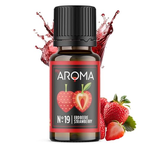 myAROMA flavour drops – Erdbeere 10ml, flavour drops zuckerfrei, kalorienfrei & vegan, natürliches Lebensmittelaroma ohne künstliche Farbstoffe für Backen, Essen und Trinken, Nr. 19