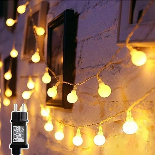 Yinuo Mirror Lichterkette Innen, 20M 150 LEDs, 8 Modi Strom Runden Lichterkette Außen Innen mit Memory-Funktion, Weihnachtsbeleuchtung für Balkon, Garten, Terrasse, Hochzeit, Party, Tannenbaum Deko