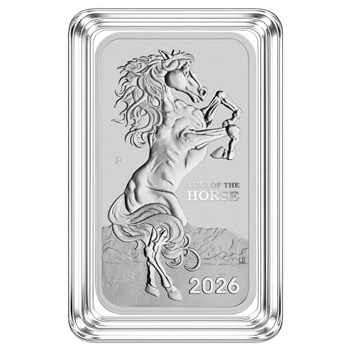 Lunar Pferd 2026 Silberbarren 1 oz (31,1 g) Rectangular | Perth Mint Australien | Feinsilber 999,9 | Rechteckiger Silbermünzbarren in Münzkapsel | inkl. Echtheitsgarantie