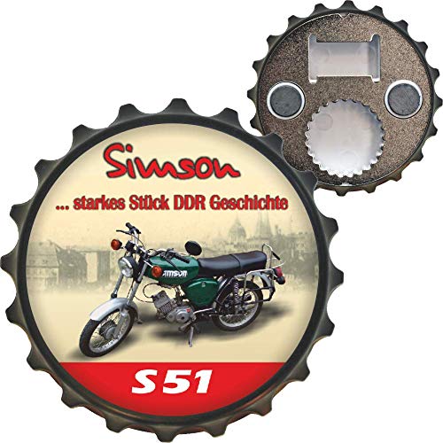 Ostalgie Flaschenöffner Öffner mit Spruch - Simson S51 - S 51 der DDR Bieröffner Kapselheber für Ostalgiker und Fans für Ostprodukte Ost Produkte