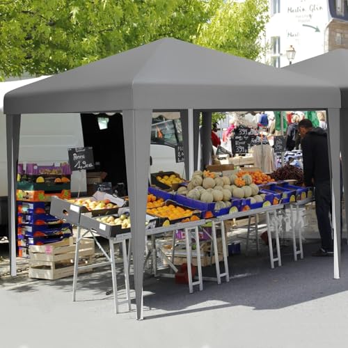 YITAHOME 3 x 3meter Pop-Up Pavillon | wasserdicht Faltpavillon | Anti-UV Gartenzelt Partyzelt | mit Tragetasche und Seilen | für Terrasse Strand Camping Markt Festival (Dunkelgrau)