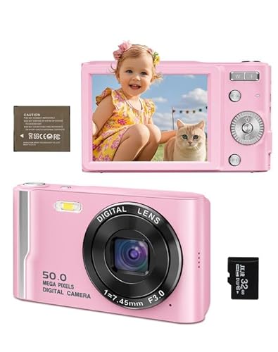 Digitalkamera 4K 50MP Autofokus Kamera Fotokamera 32GB SD-Karte, Kompaktkamera mit 2,8