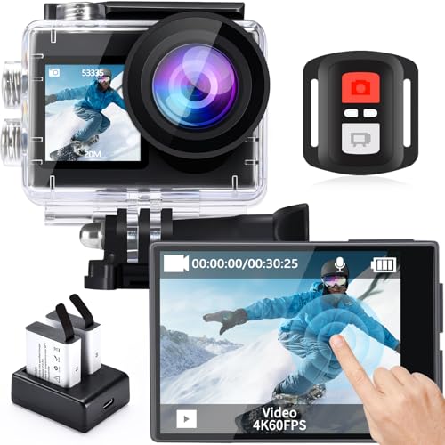 icefox Action Cam 4K 60fps 20MP, WiFi Unterwasserkamera 170° Ultra Weitwinkel Full HD mit EIS, 4XZoom, App Support Video&Foto Editing, Wasserdicht Action kameras Remote Control