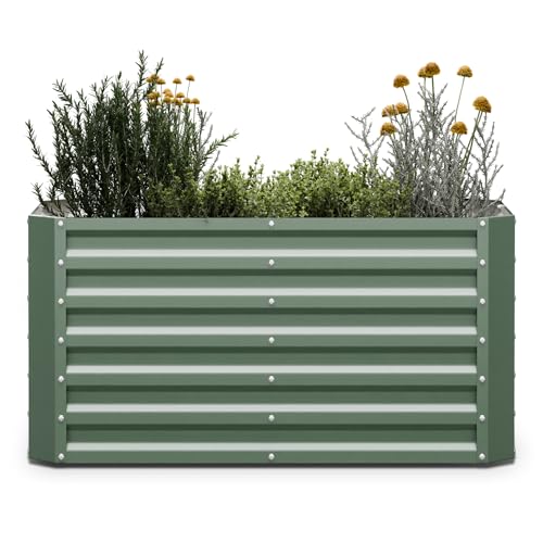 blumfeldt High Grow Straight Hochbeet, Ergonomisches 575-l-Gartenbeet aus Rostfreiem Galvalume-Stahl für Gemüse und Kräuter – Rückenschonendes Design, Einfache Montage, Frostsicher und Kompakt