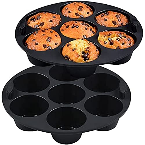 Dariokki Silikon-Muffinform, Kuchenform f¨¹r HEI?luftfritteuse, Backofen, Topf, 21,3 cm, Wiederverwendbare Kostenlose Silikon-Backformen, 2 St¨¹ck