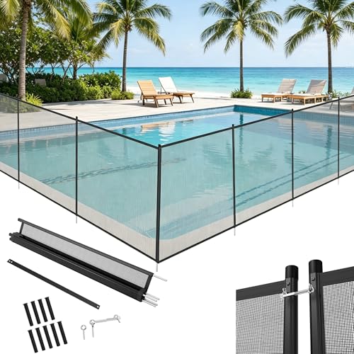 XMTECH Poolzaun 724 cm x 136 cm Kindersicher Abnehmbar, Schwimmbadzaun für Kinder & Haustiere, Sicherheitszaun Pool Garten, Aluminium Steckzaun, Poolschutzzaun Sichtschutz Gartenzaun Komplettset