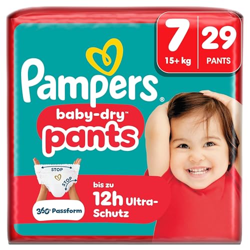 Pampers Baby-Dry Pants Größe 7, 29 Stück, 15kg+, 360° auslaufsichere Passform für Tag und Nacht