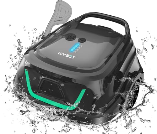 WYBOT A1 Poolroboter, Laufzeit bis zu 120 Minuten, Pool Roboter Kabellos mit Doppelfilter und Poolroboter Akku für Aufstellpool bis zu 100㎡,Mattes Schwarz Grün