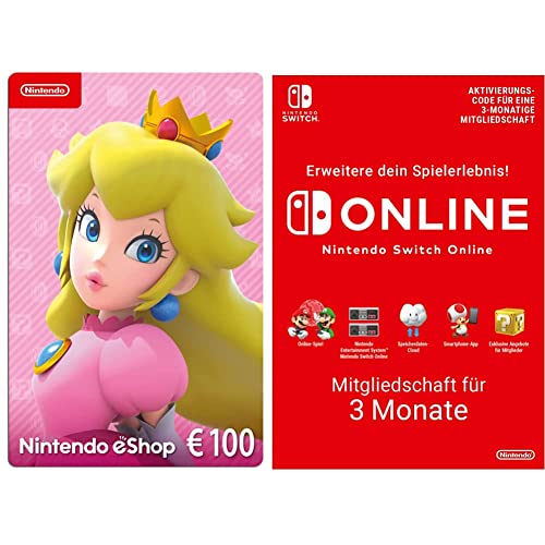 Nintendo eShop Card | 100 EUR Guthaben + Switch Online Mitgliedschaft - 3 Monate (Download Code - EU) | Switch/3DS/Wii-U