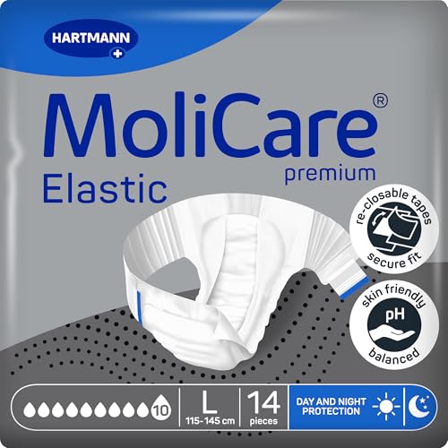 MoliCare Premium Elastic Slip: bei schwerster Inkontinenz für Frauen und Männer; 10 Tropfen, Gr. L (115-145 cm Hüftumfang), 14 Stück