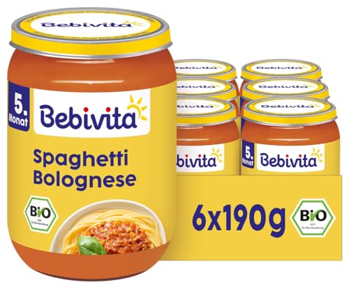 Bebivita Menüs ab dem 5. Monat Spaghetti Bolognese, 190g 6er Pack (6x190g)