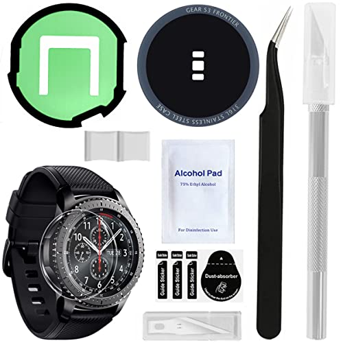 ZHUROUPU Back Cover Glas Glasabdeckung Zurück hinteres Glas für Samsung Galaxy Watch Gear S3 Frontier SM-R760 / SM-R765 Klebeband + Werkzeug, schwarz