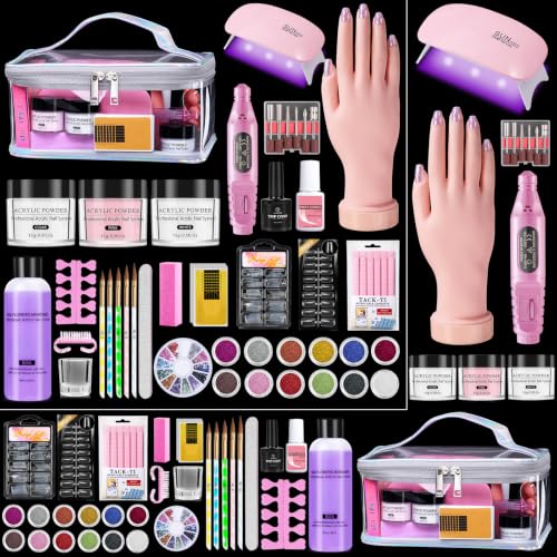 Yokilly Nagelstudio Acryl Nägel Starterset Komplett mit Übungshand & Tasche