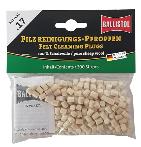 BALLISTOL 23185 Filz-Reinigungs-Pfropfen Klassik - Laufreiniger für Gewehr Kal 17-300 Stück