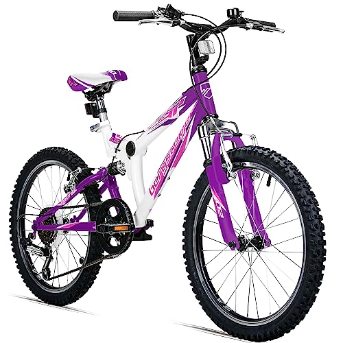 Bergsteiger Montreal 20, 24 Zoll Kinderfahrrad, geeignet für 6,7, 8, 9, 10, 11, 12, 13 Jahre, 18 Gang-Schaltung, Mountainbike mit Vollfederung, Jungen-Fahrrad, Mädchen-Fahrrad