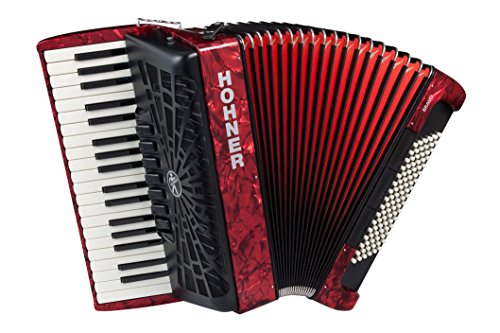 Hohner Bravo Line Facelift III Chromatisches Piano-Akkordeon mit Tasche 96 Bass rot
