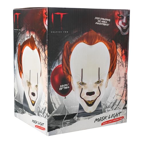 Paladone Pennywise Maskenlicht - Offiziell lizenziertes IT-Stimmungslicht, wandmontierbar oder freistehend, gruselige Halloween-Dekoration, Geschenk für Horrorfilm-Fans, USB-Kabel enthalten - 18 cm