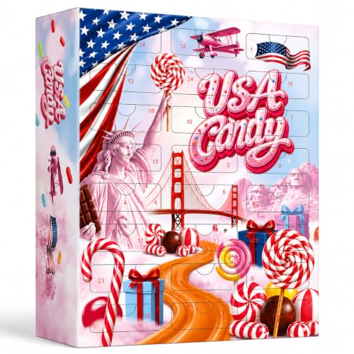BOXILAND® USA Adventskalender 2026 mit 24 amerikanische Süßigkeiten Candy