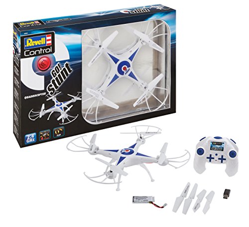 Revell Control Quadrocopter Go! Stunt, 6-Axis-Gyro, Geschwindigkeitsstufen und Flip-Funktion, Headless-Mode, Großer wiederaufladbarer LiPo-Akku, Inklusive USB-Ladegerät, Präzise Fernsteuerung