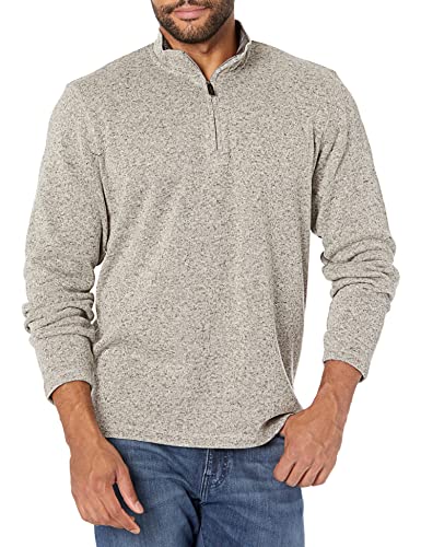 Wrangler Authentics Herren Langärmeliger Fleece-viertelreißverschluss Pullover, Hellgrau, Mittel